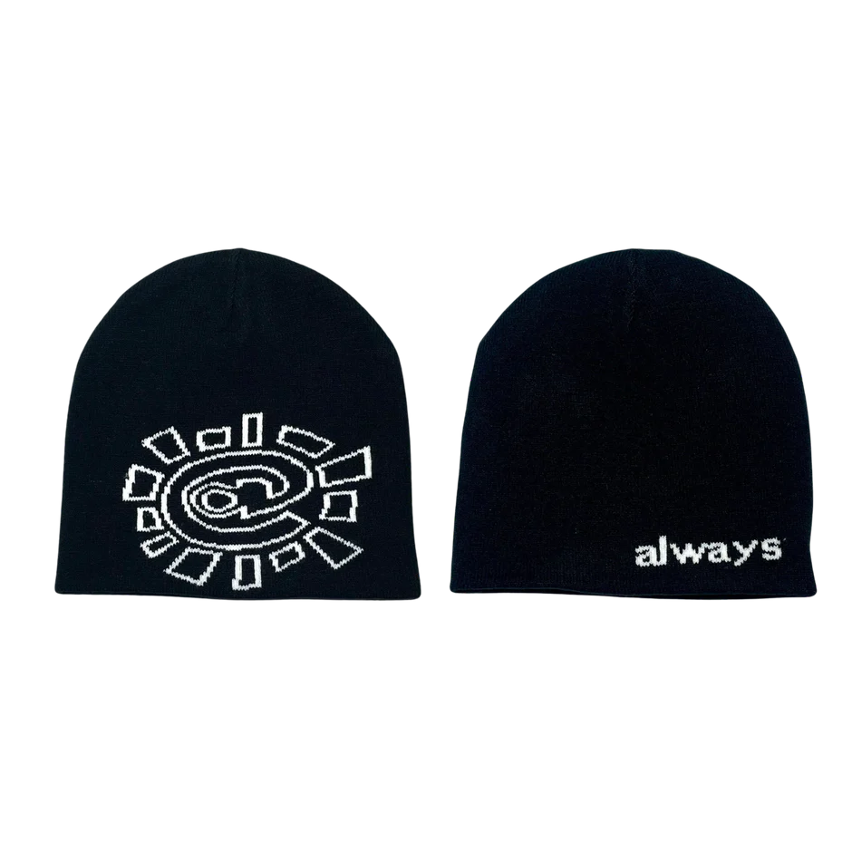 Iconic Gangster Hat-Always Do What You Should Do Reversible @sun Skull Beanie - Black