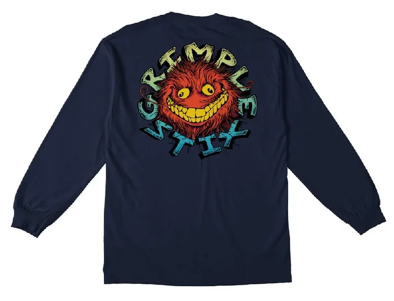 T-Shirt For Alumni Events-Anti Hero L/S Pocket T-Shirt Grimple Stix - Navy / Multi