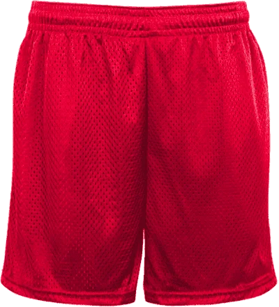 Shorts With Regional Teams-Badger Sport 722500 Mesh Tricot 5" Short - Red