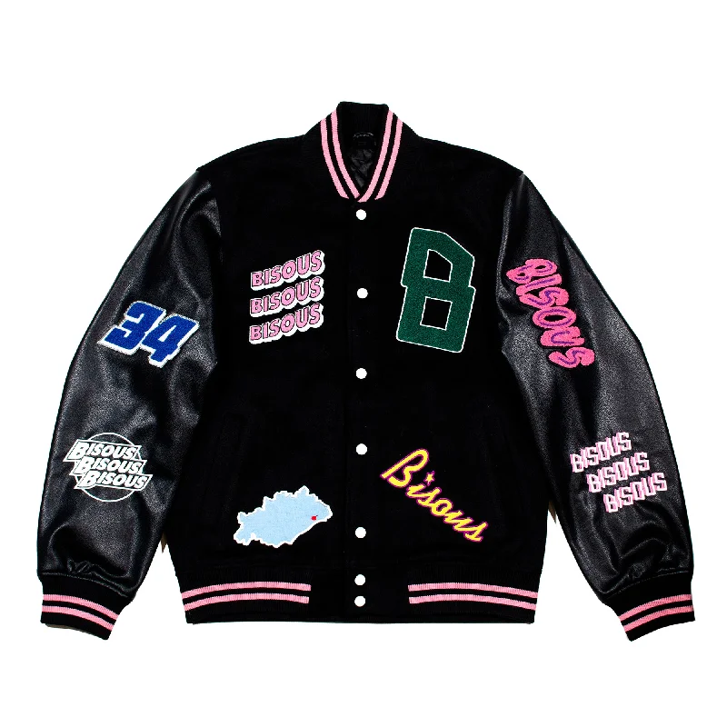 Bisous Varsity Jacket Black