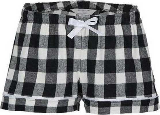 Shorts For Digital Nomads-Boxercraft BW6501 Women's Flannel Shorts - Black White Buffalo Plaid