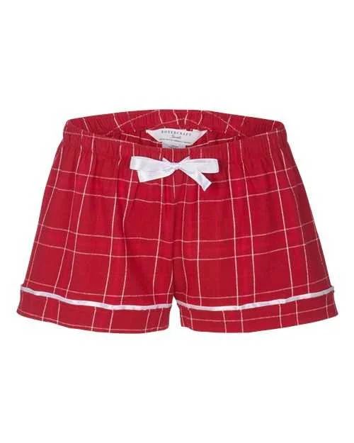 Shorts With Collector Tags-Boxercraft BW6501 Women's Flannel Shorts - Crimson Field Day Plaid