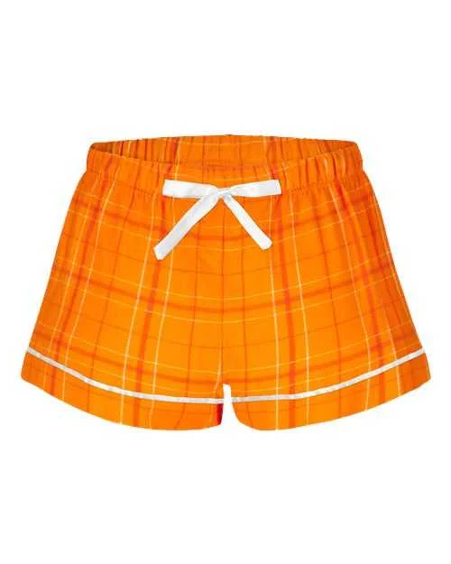 Shorts With Oversized Pockets-Boxercraft BW6501 Women's Flannel Shorts - Orange Field Day Plaid