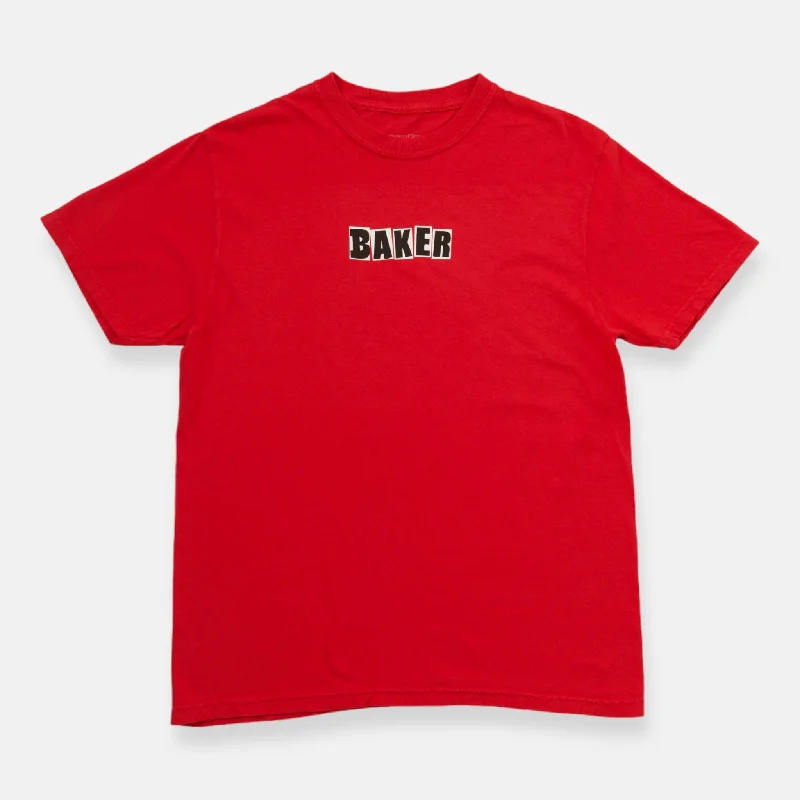 T-Shirt For Game Nights-Brand Logo Tee Red Wash