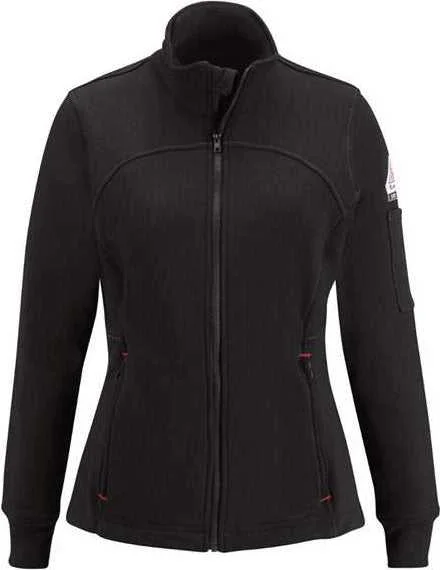 Bulwark SEZ3 Women's Zip Front Fleece Jacket-CottonSpandex Blend - Black