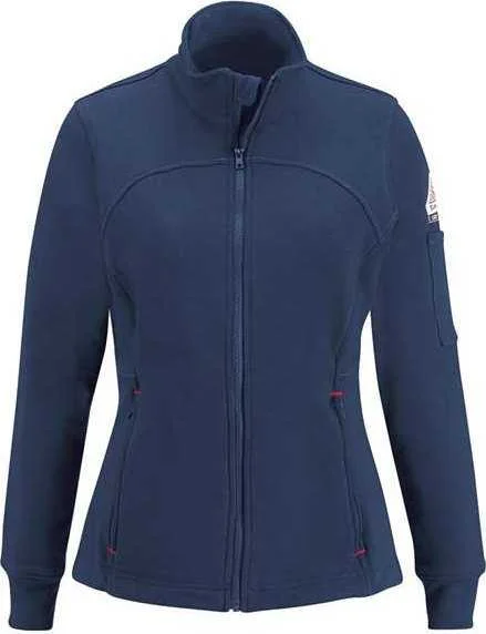 Bulwark SEZ3 Women's Zip Front Fleece Jacket-CottonSpandex Blend - Navy