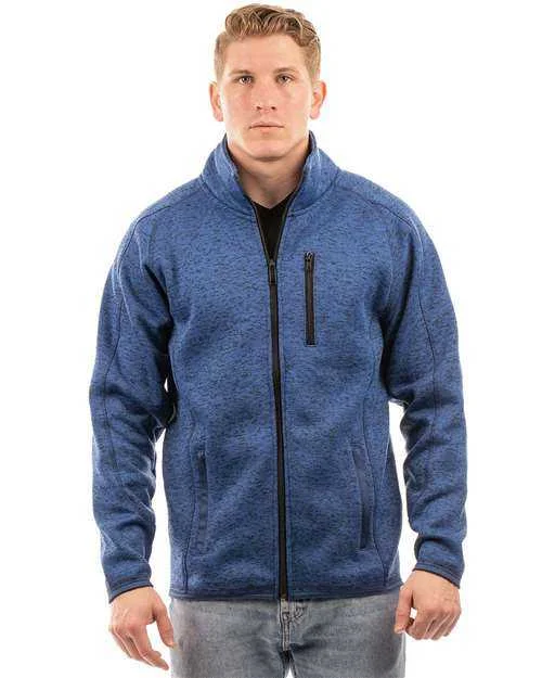 Burnside 3901 Sweater Knit Jacket - Heather Navy