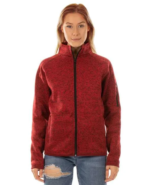 Burnside 5901 Women's Sweater Knit Jacket - Heather Red