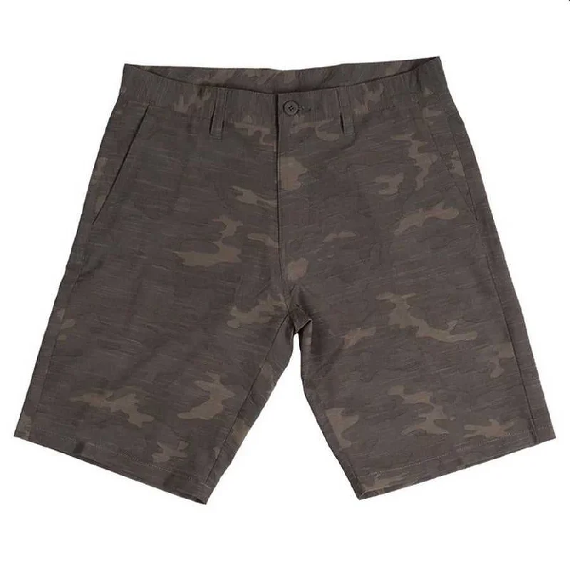 Shorts With Fan Chants-Burnside 9820 Hybrid Stretch Shorts - Green Camo