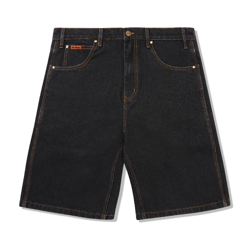 Shorts With Page Quotes-Butter Goods Baggy Denim Shorts - Black