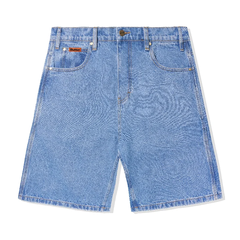 Shorts For Poetry Nights-Butter Goods Baggy Denim Shorts - Washed Indigo