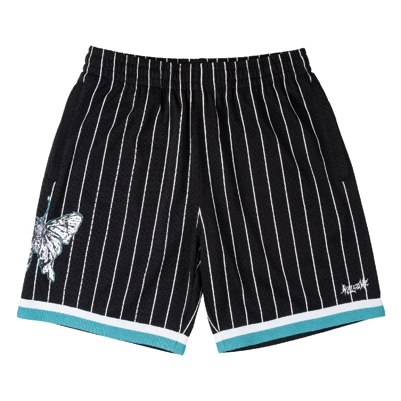 Shorts For Digital Nomads-Butterfly Mesh Basketball Shorts - Black/Teal