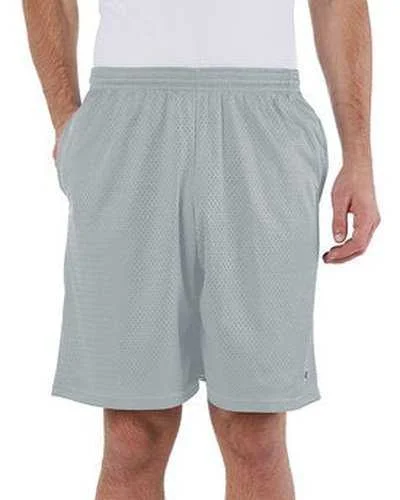 Shorts With Muscle Cut-Champion 81622 Adult Mesh Short with Pockets - Athletic Gray