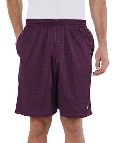 Shorts For Workout Sessions-Champion 81622 Adult Mesh Short with Pockets - Maroon