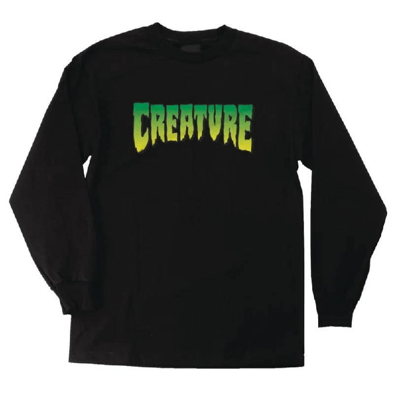 T-Shirt With Protest Words-Creature L/S T-Shirt Creature Logo - Black