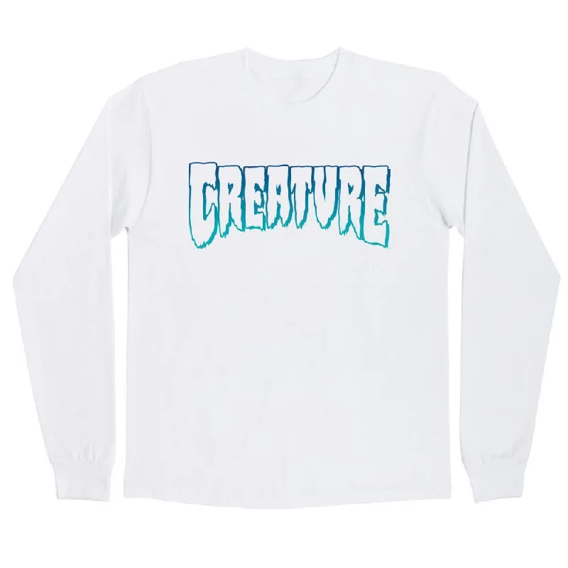 T-Shirt With Cultural Roots-Creature L/S T-Shirt Logo Outline - White / Blue