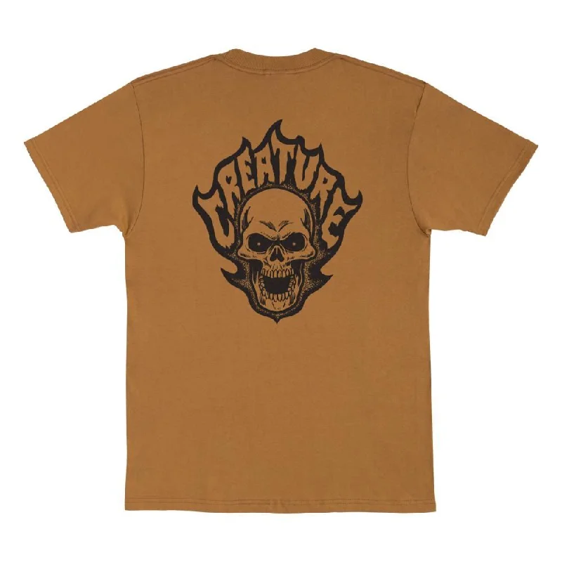 T-Shirt With Mic Designs-Creature T-Shirt Bonehead Flame - Brown Sugar