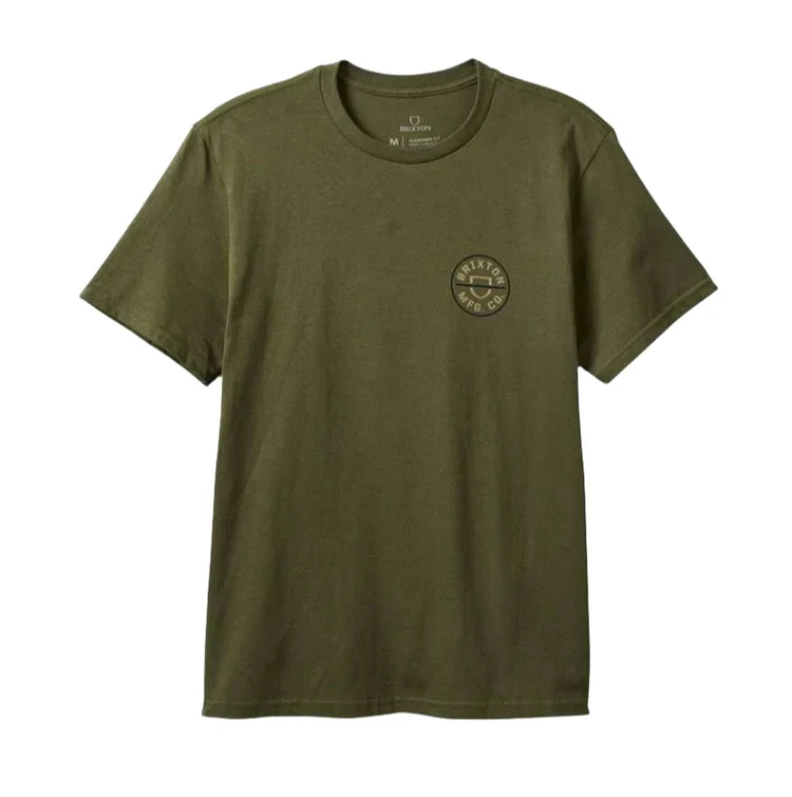 T-Shirt With Laptop Prints-Crest II Tee | Ivy Green/Sand/Navy