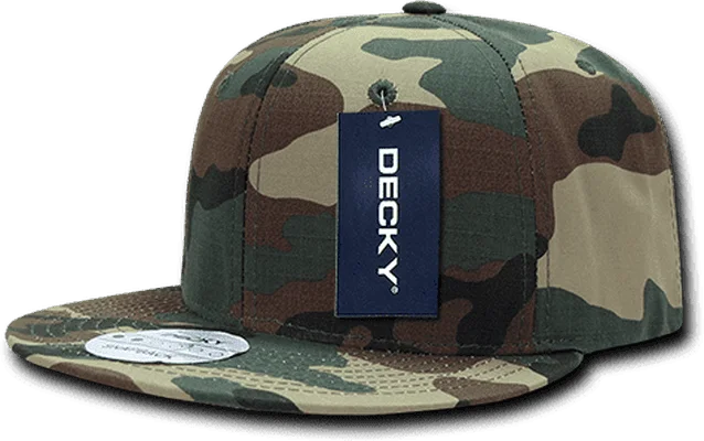 Outdoor Hiking Hat-Decky 360 Ripstop Snapback Cap - Woodland Camo