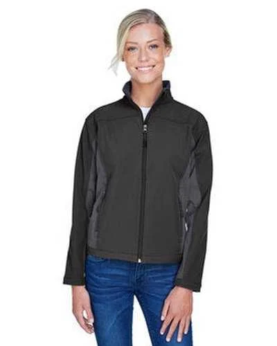 Devon & Jones D997W Ladies' Soft Shell Colorblock Jacket - Black Dark Charcoaloal