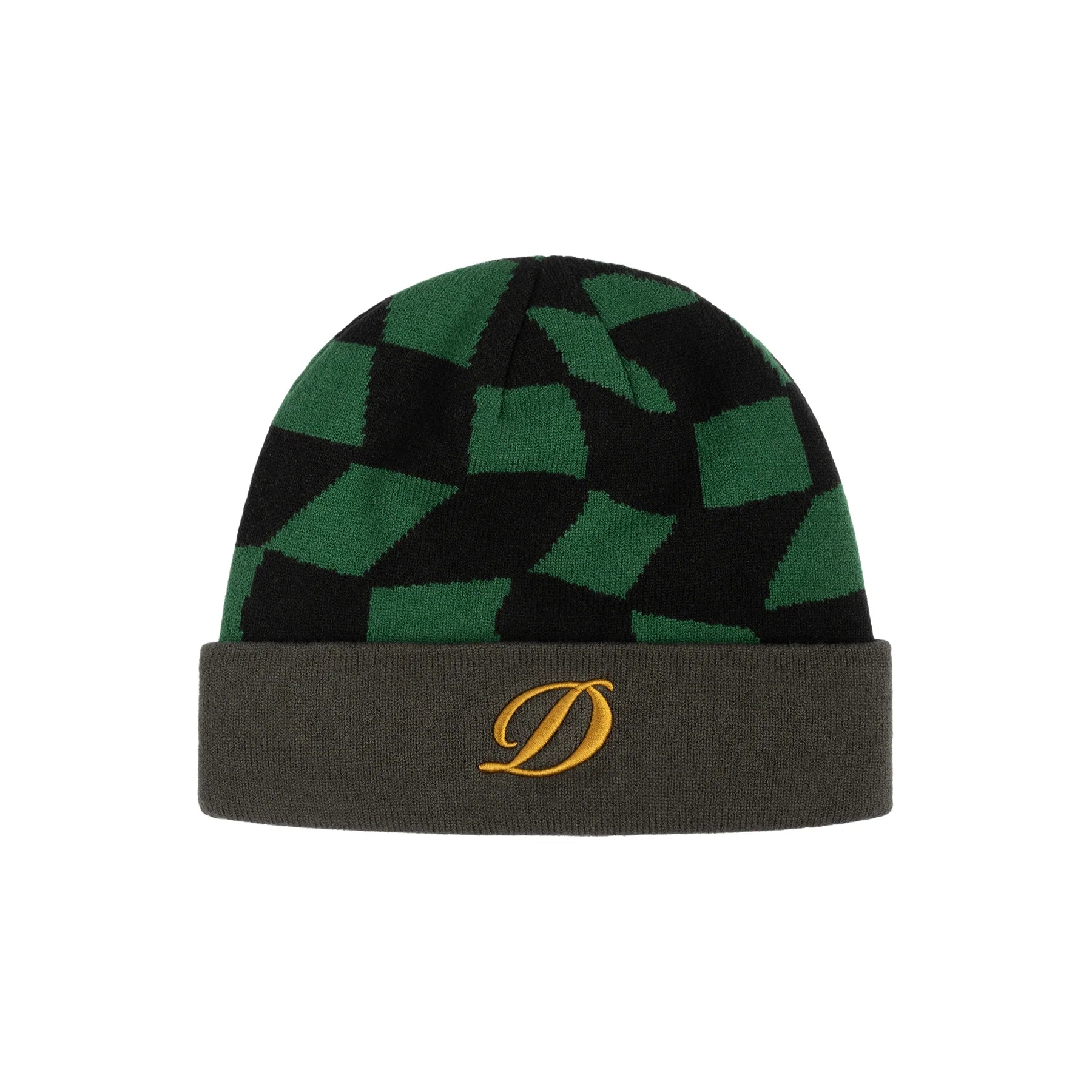 All-Purpose Sports Hat-Dime MTL D Checkered Beanie - Forest Green