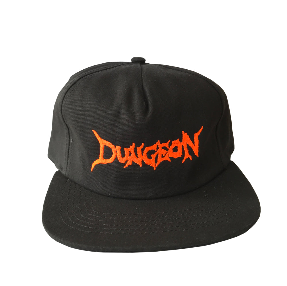 Vibrant Patterned Summer Hat-Dungeon Logo Cap Organic Cotton - Black / Neon Orange