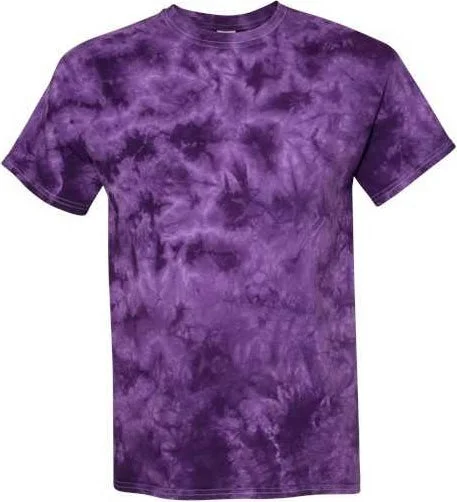 T-Shirt With Cosmic Prints-Dyenomite 20BCR Youth Crystal Tie-Dyed T-Shirt - Purple