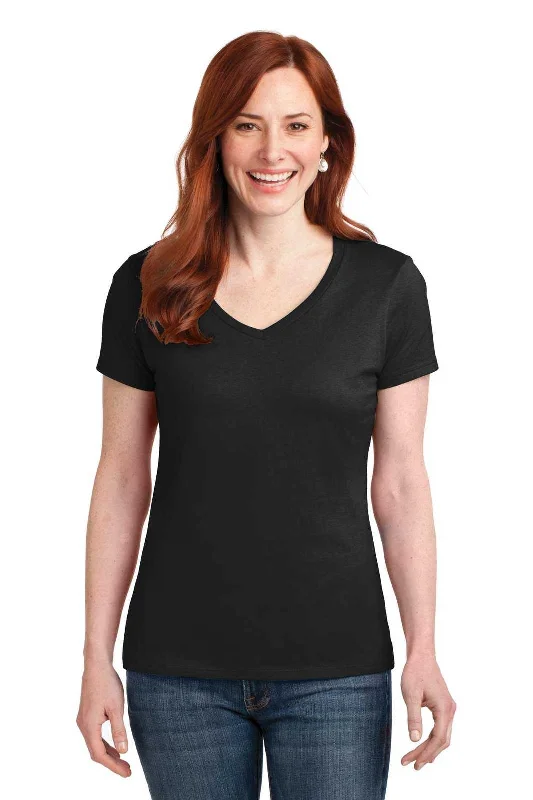 T-Shirt For Music Makers-Hanes S04V Ladies Perfect-T V-Neck T-Shirt - Black