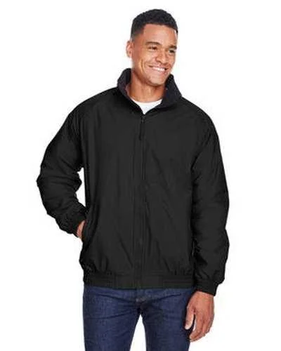 Harriton M740 Adult Fleece-Lined Nylon Jacket - Black Black