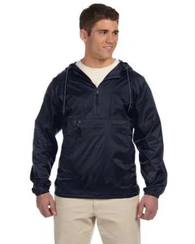 Harriton M750 Adult Packable Nylon Jacket - Navy