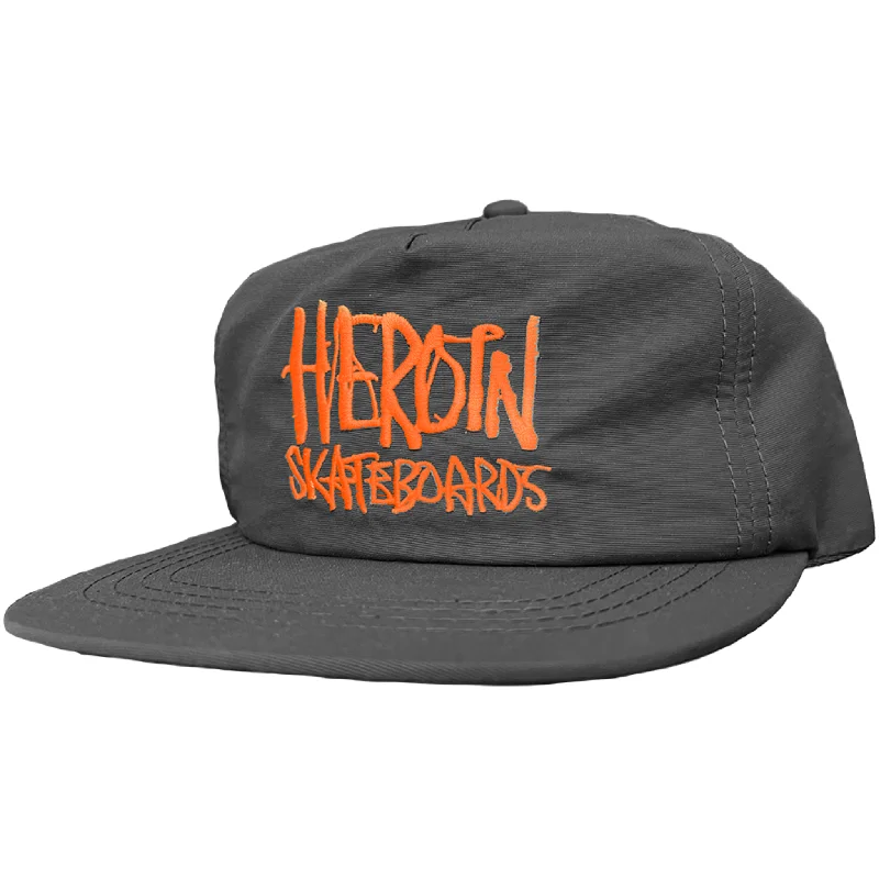 Ultra-Soft Merino Wool Hat-HEROIN SKATEBOARDS BLACK ORANGE SCRIPT SNAP BACK HAT