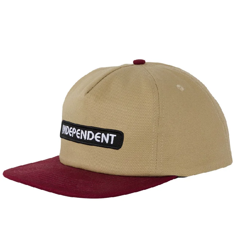 Vintage Cowboy Hat-Independent B/C Groundwork Snapback Mid Profile Hat Tan/Burgundy OS Unisex