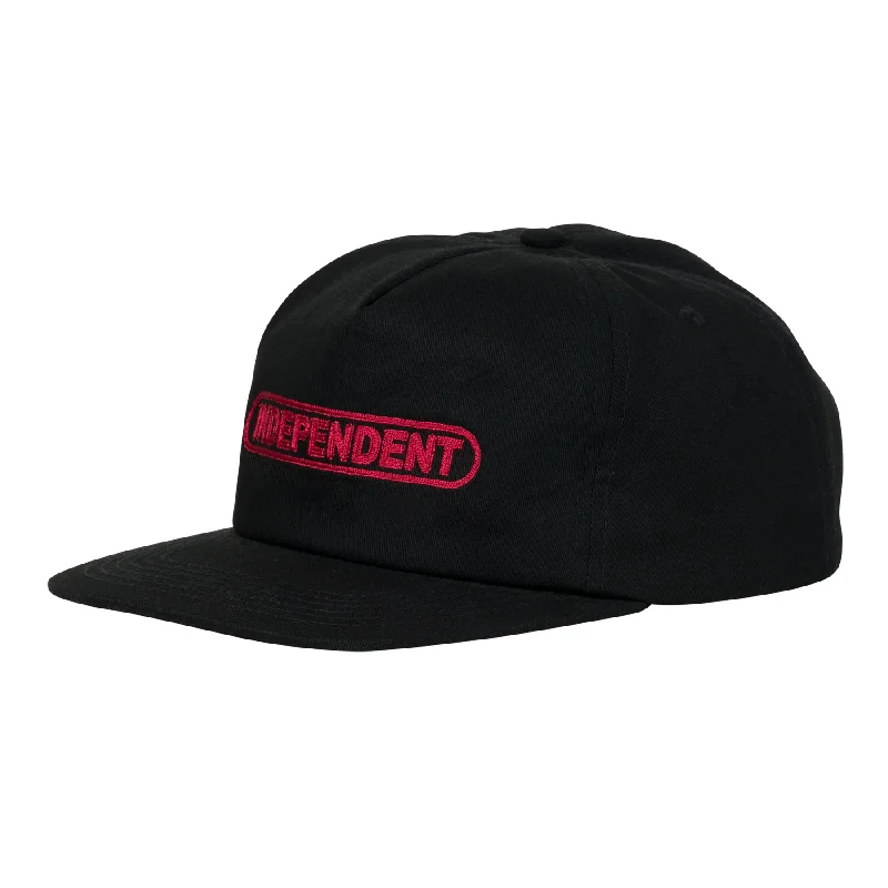 Casual Beach Hat-Independent Baseplate Snapback Mid Profile Hat Black OS Unisex