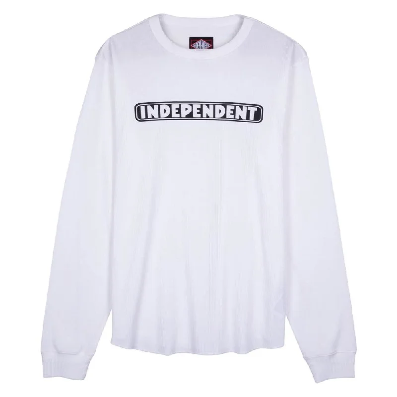 T-Shirt With Campfire Scenes-Independent L/S T-Shirt Bar Logo Thermal - White