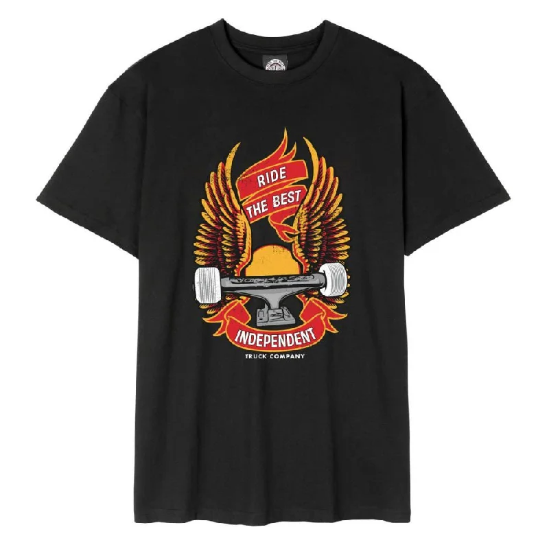 T-Shirt For Snowboard Style-Independent T-Shirt Ride Free - Black