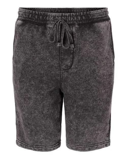 Shorts With Road Signs-Independent Trading Co PRM50STMW Mineral Wash Fleece Shorts - Black