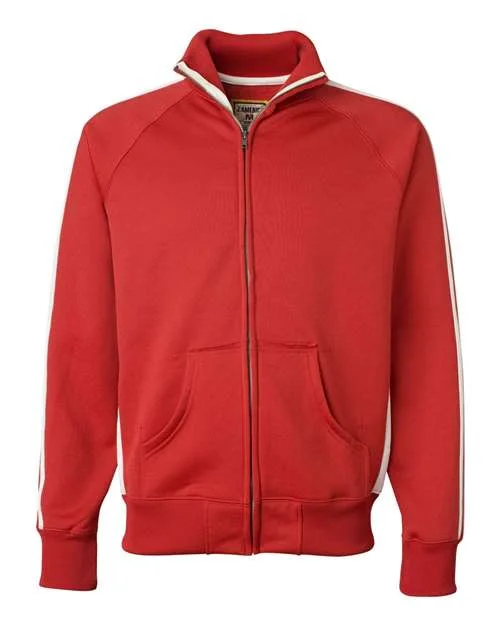 J. America 8858 Vintage Polyester Fleece Track Jacket - Red White