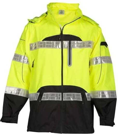 Kishigo RWJ106-107 Premium Black Series Rainwear Jacket - Lime