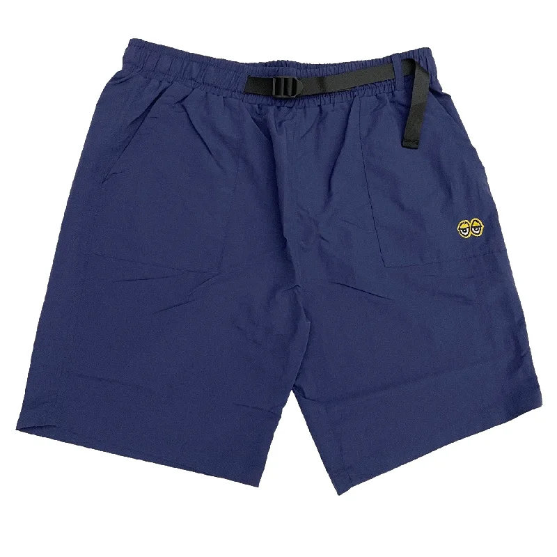 Shorts With Blog Love-Krooked Eyes Nylon Shorts - Navy/Yellow