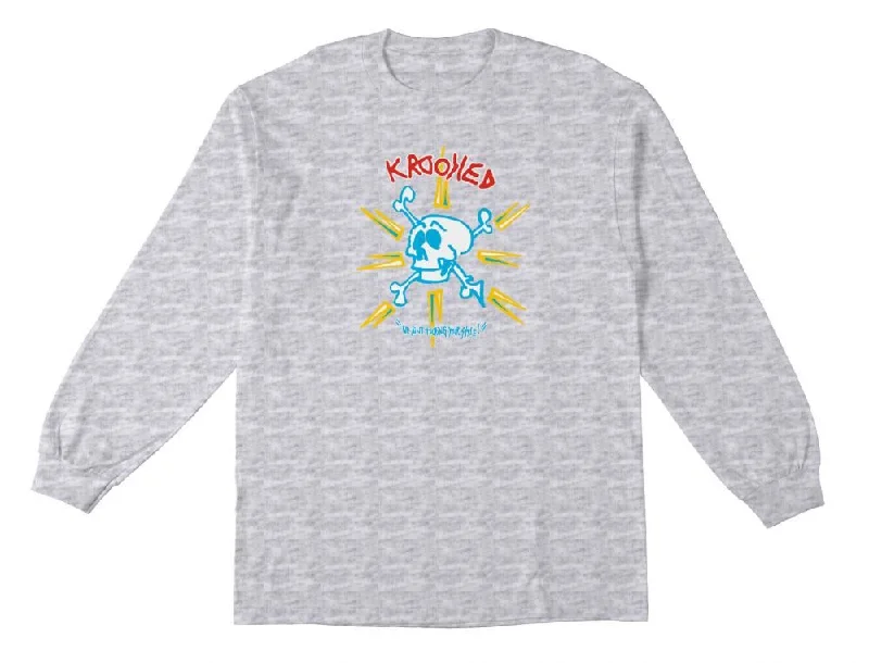 T-Shirt For UFO Hunters-Krooked L/S T-Shirt Style - Ash / Multi