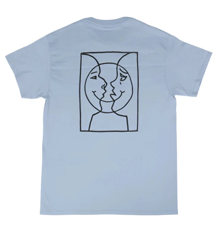 T-Shirt With Passport Stamps-Moonsmile Raw Tee | Light Blue