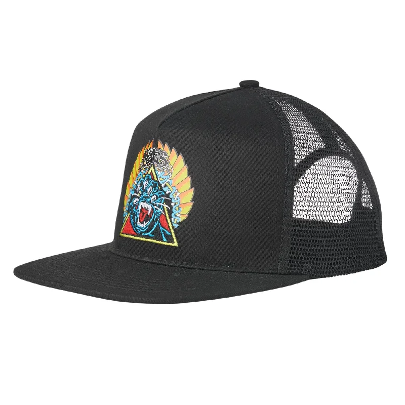 Military-Inspired Cap Hat-Santa Cruz Natas Screaming Panther Mesh Trucker High Profile Hat Black OS Unisex