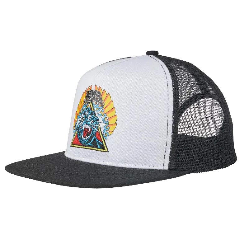 Colorful Festival Hat-Santa Cruz Natas Screaming Panther Mesh Trucker High Profile Hat Black/White OS Unisex