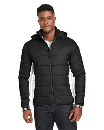 Nautica N17186 Men's L Mile Puffer Packable Jacket - Black Antique White