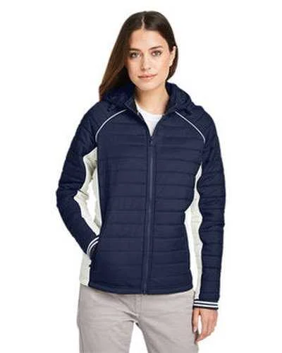 Nautica N17187 Ladies' L Mile Puffer Packable Jacket - Nt Navy Antique White