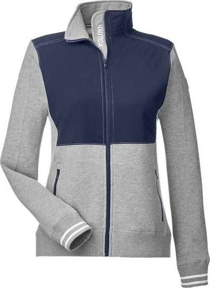 Nautica N17387 Women's Navigator Fleece Full-Zip Jacket - Oxford Heather Navy