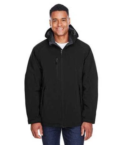 North End 88159 Men's Glacier Insulated Three-Layer Fleece Bonded Soft Shell Jacket with Detachable Hood - Black