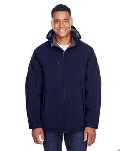 North End 88159 Men's Glacier Insulated Three-Layer Fleece Bonded Soft Shell Jacket with Detachable Hood - Navy