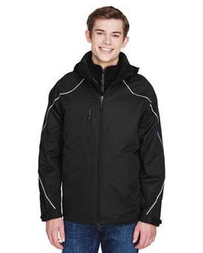 North End 88196 Men's Angle 3-In-1 Jacket with Bonded Fleece Liner - Black