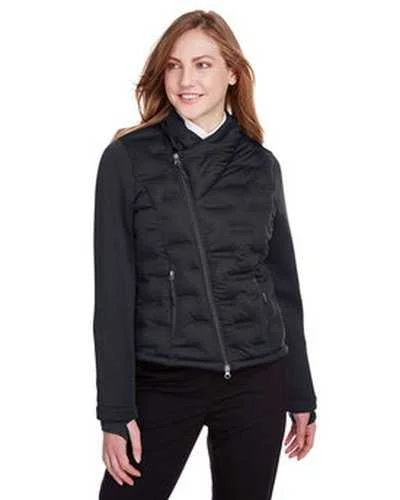 North End NE710W Ladies' Loft Pioneer Hybrid Bomber Jacket - Black Black Carbon